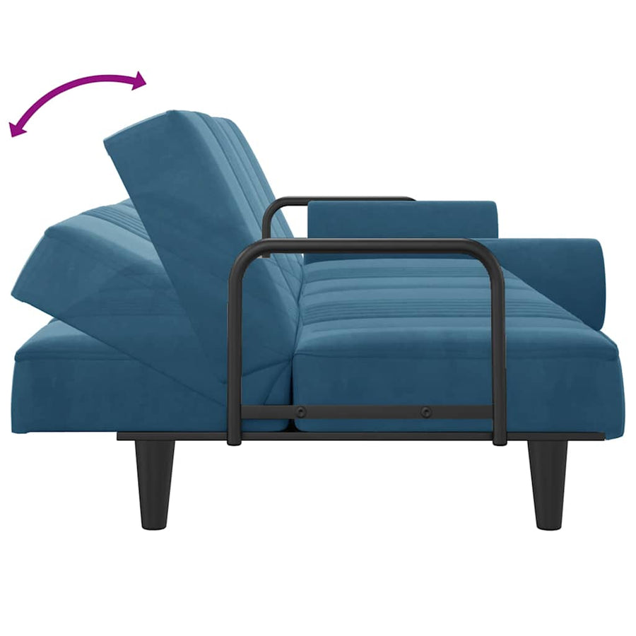 Slaapbank Met Armleuningen Fluweel Blauw