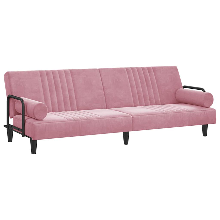 Slaapbank Met Armleuningen Fluweel Roze