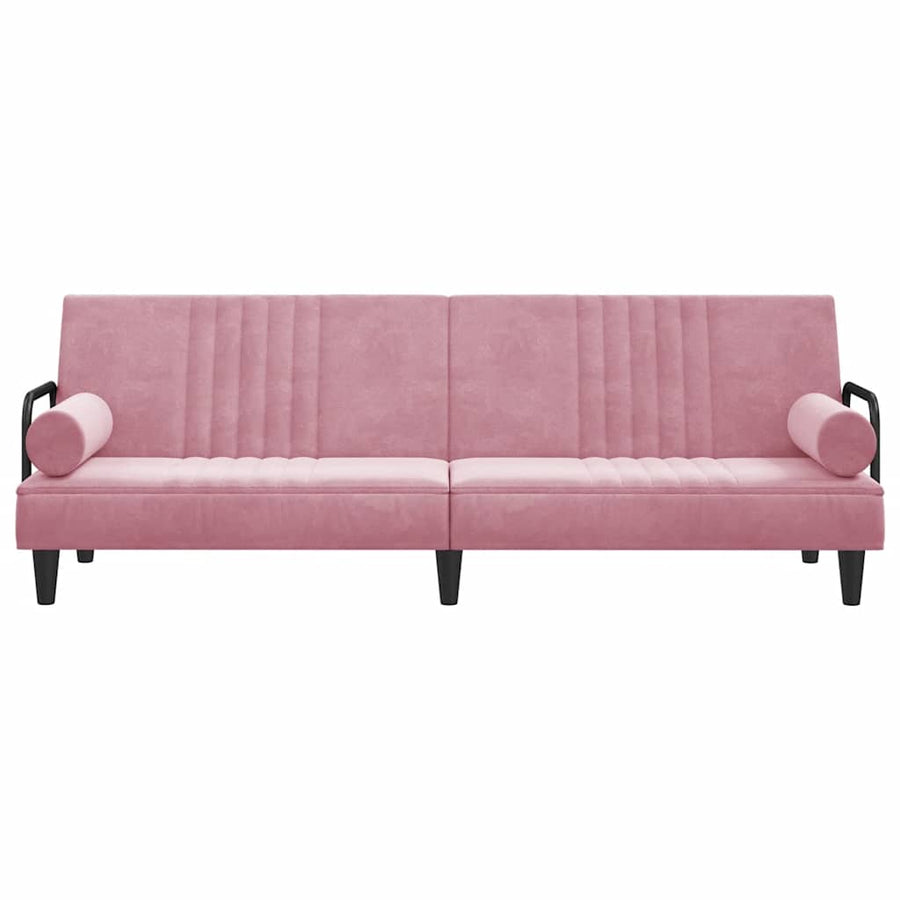 Slaapbank Met Armleuningen Fluweel Roze