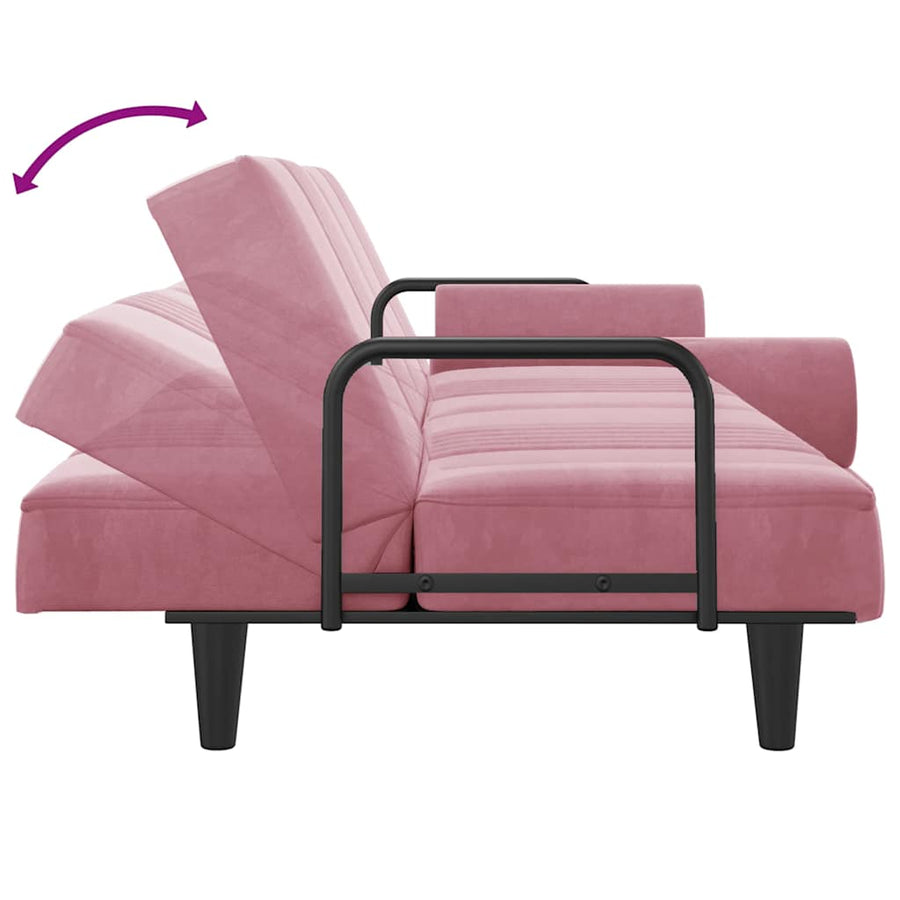 Slaapbank Met Armleuningen Fluweel Roze