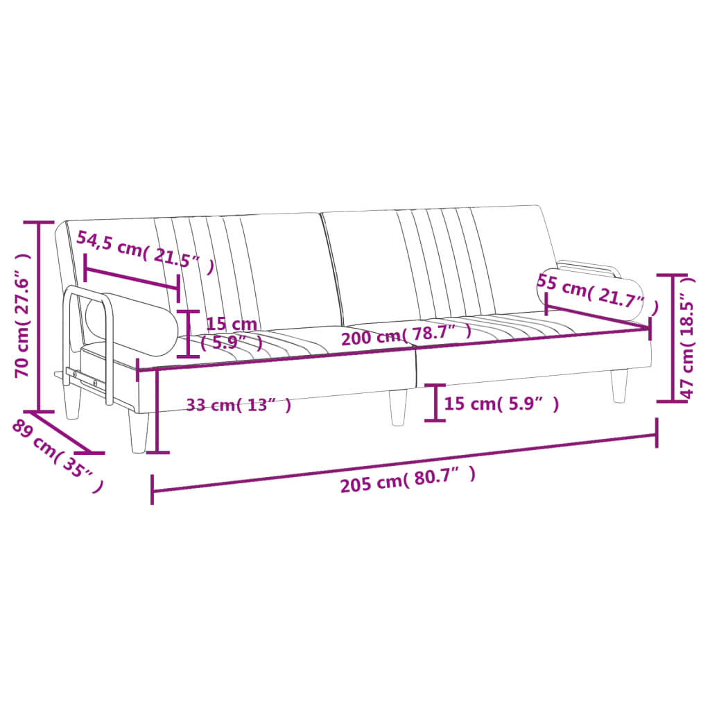 Slaapbank Met Armleuningen Fluweel Roze