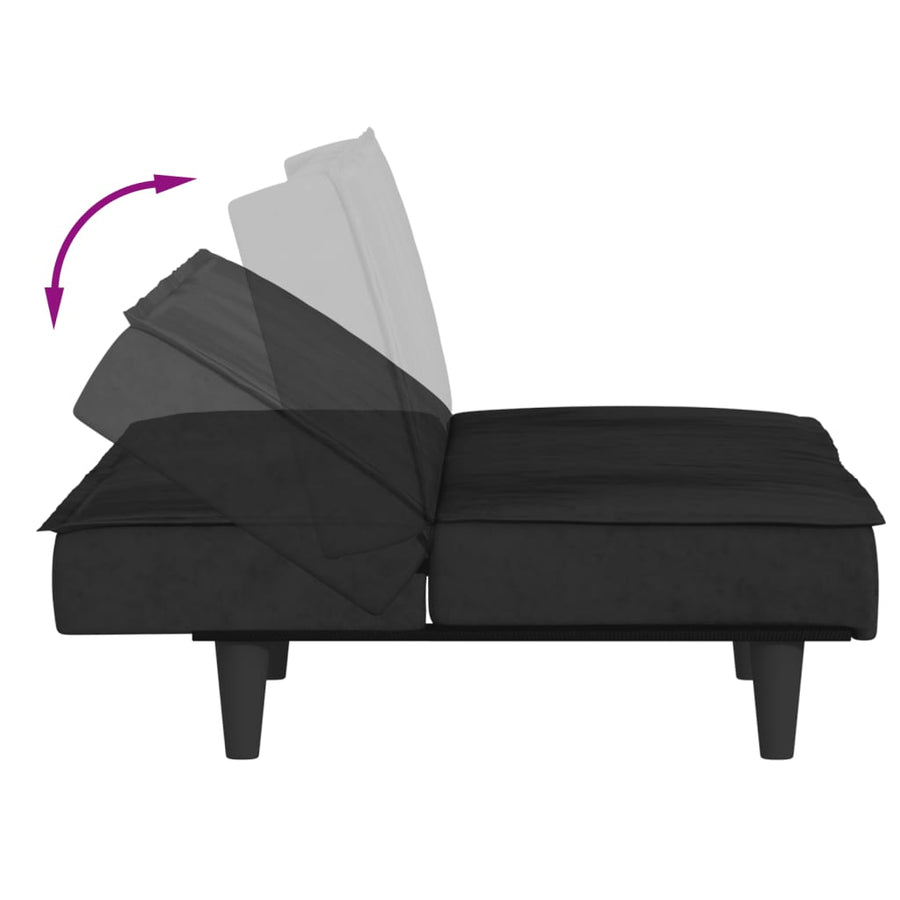 Slaapbank Fluweel Zwart