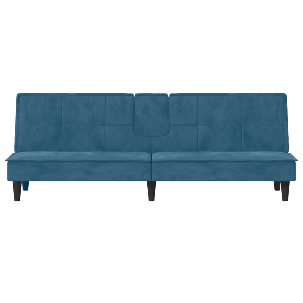 Slaapbank Met Bekerhouders Fluweel Blauw