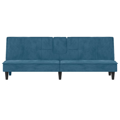 Slaapbank Met Bekerhouders Fluweel Blauw