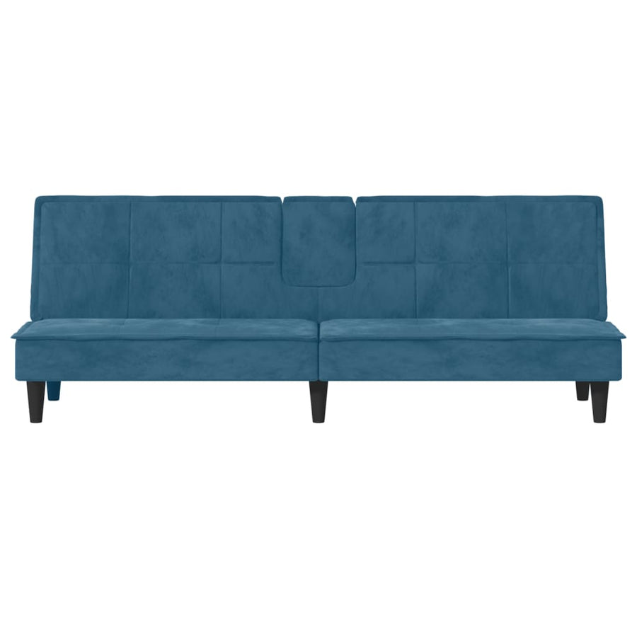 Slaapbank Met Bekerhouders Fluweel Blauw