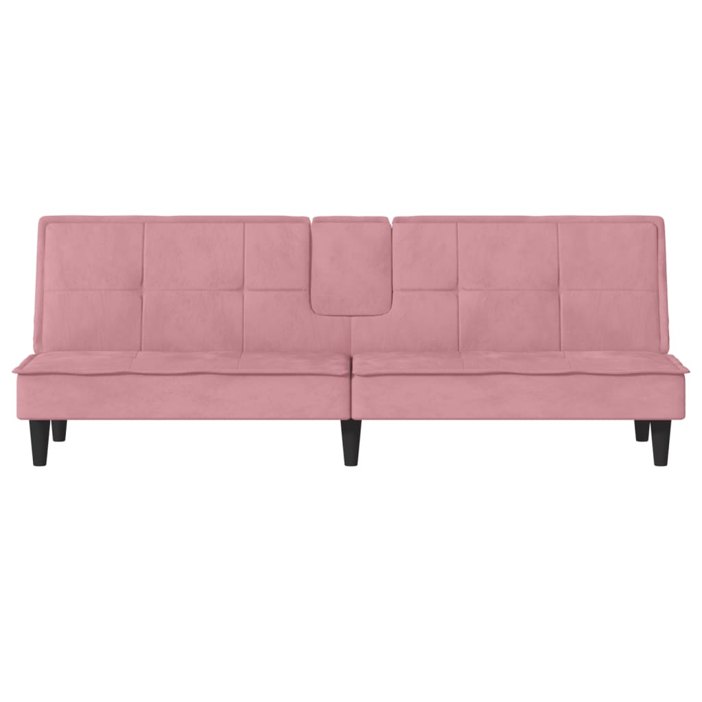 Slaapbank Met Bekerhouders Fluweel Roze