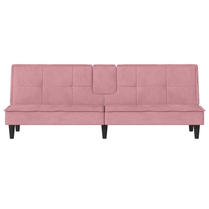 Slaapbank Met Bekerhouders Fluweel Roze