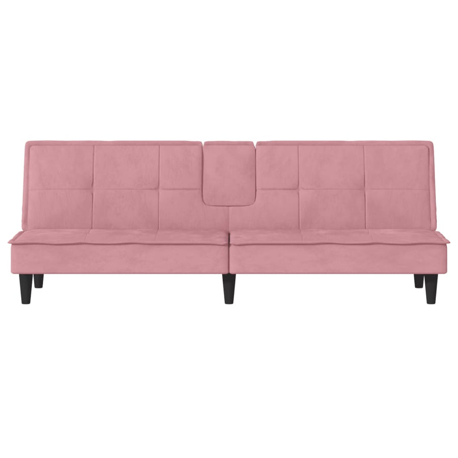 Slaapbank Met Bekerhouders Fluweel Roze