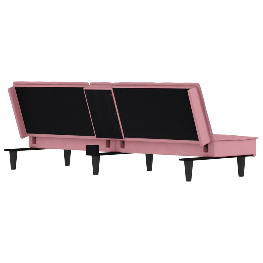 Slaapbank Met Bekerhouders Fluweel Roze