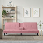 Sofa bed with cup holders velvet pink