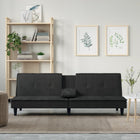 Sofa bed with cup holders velvet black