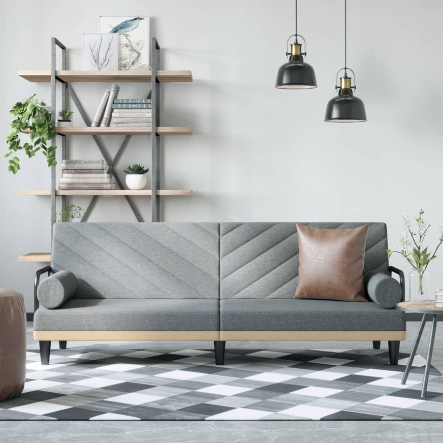 Slaapbank Met Armleuningen Stof Lichtgrijs