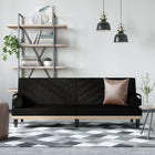 Sofa bed with armrests black fabric