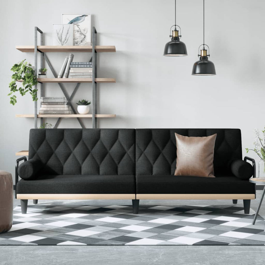 Slaapbank Met Armleuningen Stof Zwart