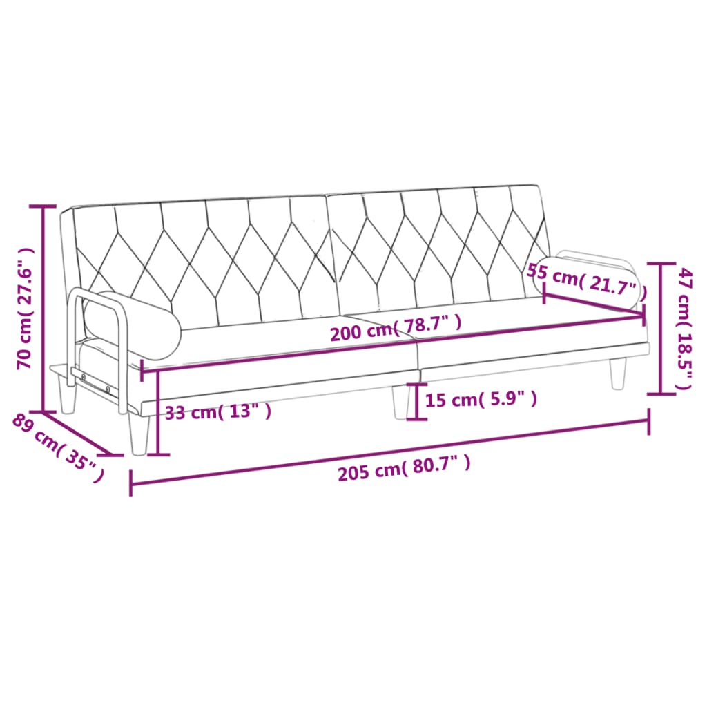 Slaapbank Met Armleuningen Stof Taupe