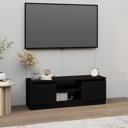 Tv-Meubel Met Deur 02X30X36 Cm Zwart