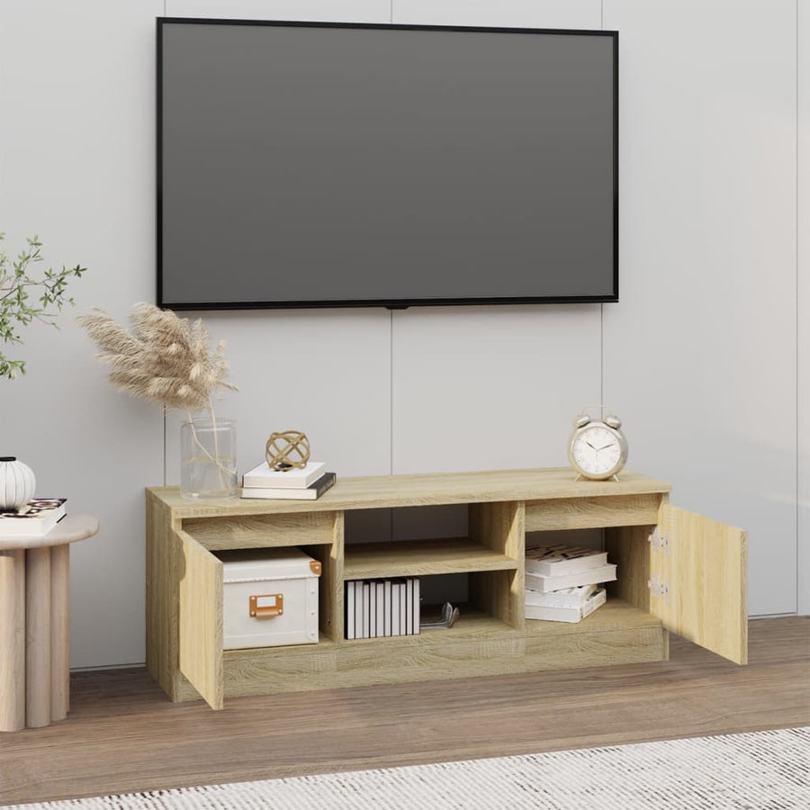 Tv-Meubel Met Deur 02X30X36 Cm Kleurig Sonoma eiken