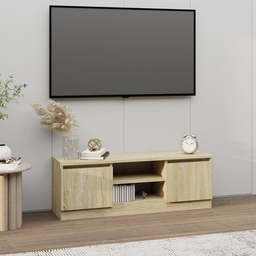 Tv-Meubel Met Deur 02X30X36 Cm Kleurig Sonoma eiken
