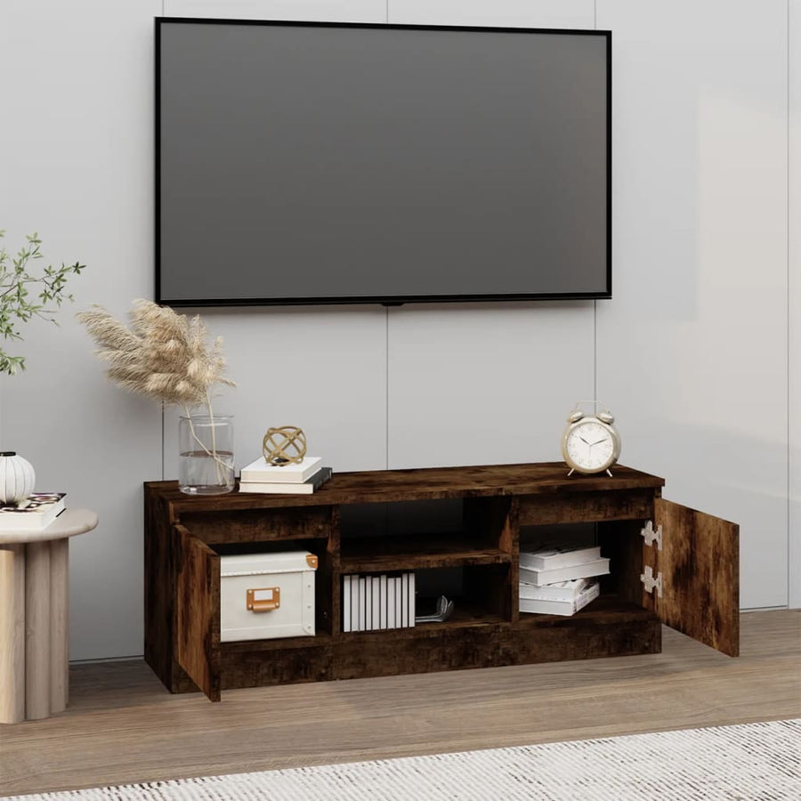 Tv-Meubel Met Deur 02X30X36 Cm Kleurig Gerookt eiken