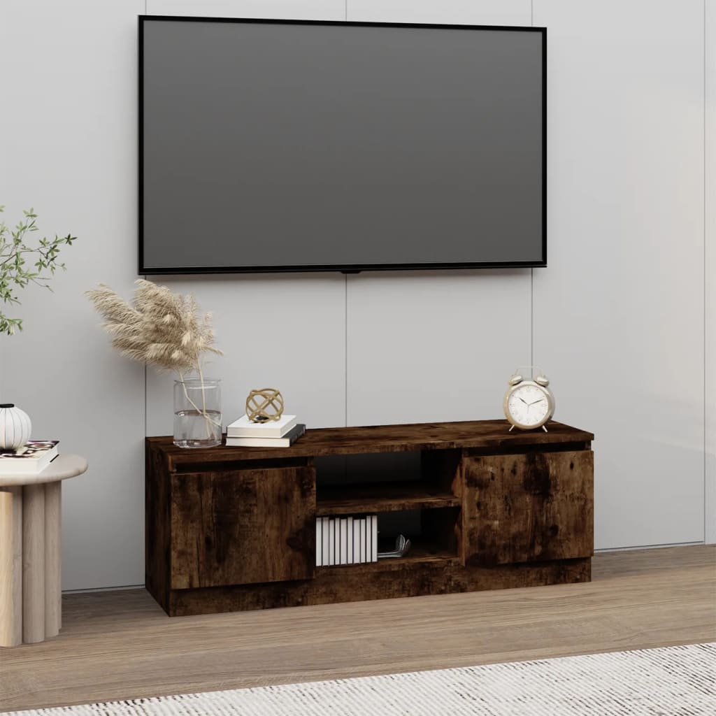 Tv-Meubel Met Deur 02X30X36 Cm Kleurig Gerookt eiken