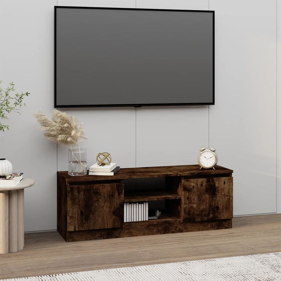 Tv-Meubel Met Deur 02X30X36 Cm Kleurig Gerookt eiken