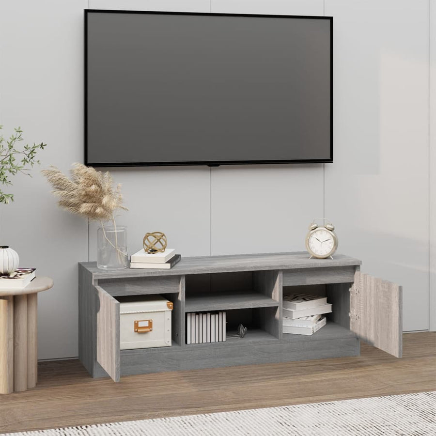 Tv-Meubel Met Deur 02X30X36 Cm Eikenkleurig Grijs sonoma
