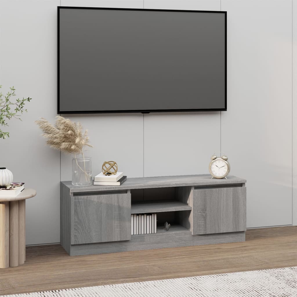 Tv-Meubel Met Deur 02X30X36 Cm Eikenkleurig Grijs sonoma