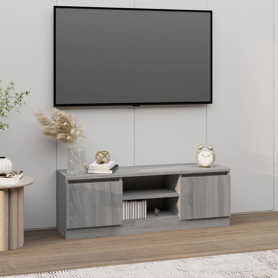 Tv-Meubel Met Deur 02X30X36 Cm Eikenkleurig Grijs sonoma