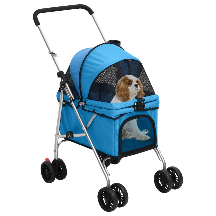 Hondenwagen inklapbaar 76x50x100 cm oxford stof blauw Blauw