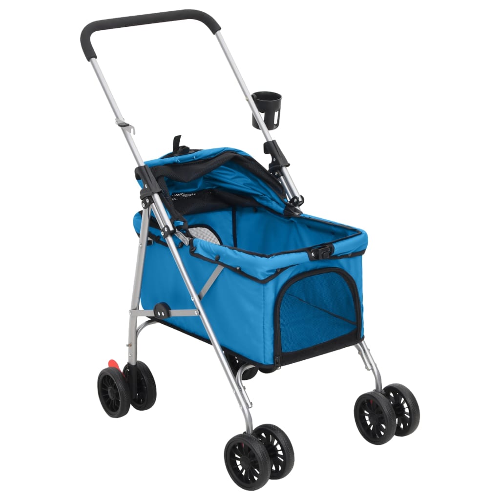 Hondenwagen inklapbaar 76x50x100 cm oxford stof blauw Blauw