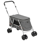 Foldable dog stroller 100x49x96 cm linen fabric grey