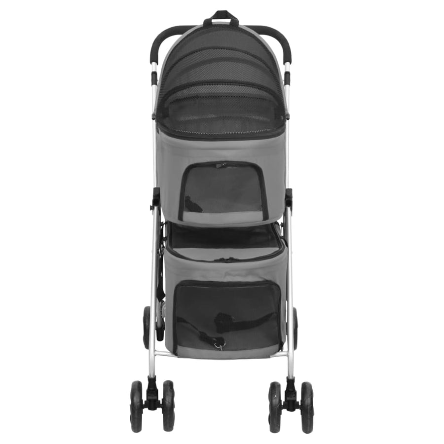 Hondenwagen 2-Laags Inklapbaar 83X48X97 Cm Oxford Stof Grijs