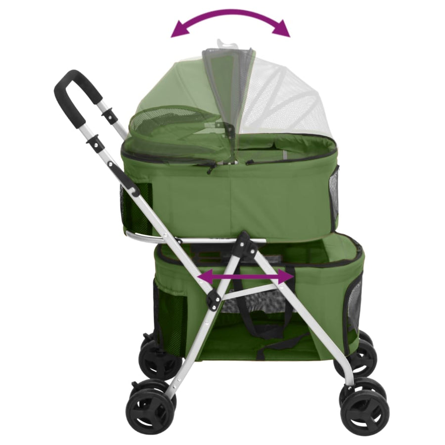 Hondenwagen 2-Laags Inklapbaar 83X48X97 Cm Oxford Stof Groen