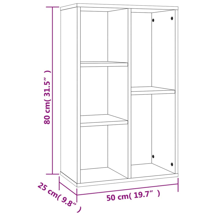 Boekenkast/Dressoir 50X25X80 Cm Bewerkt Hout Kleur Gerookt eiken