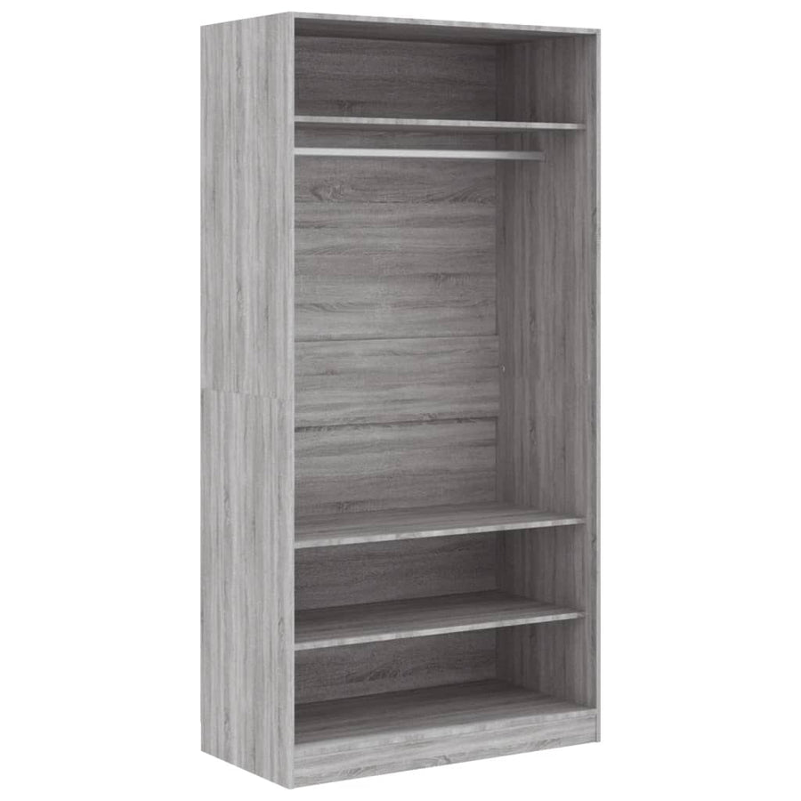 Kledingkast Bewerkt Hout Eikenkleur Grijs Sonoma 3 schappen 100 x 50 x 200 cm