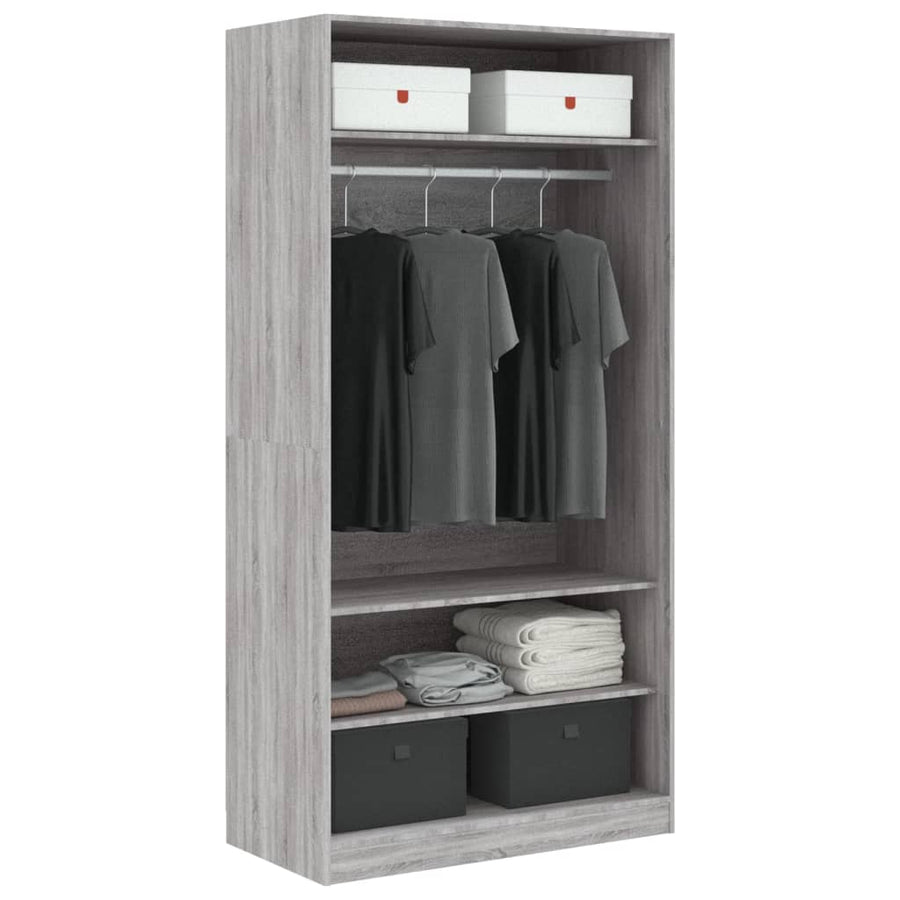 Kledingkast Bewerkt Hout Eikenkleur Grijs Sonoma 3 schappen 100 x 50 x 200 cm