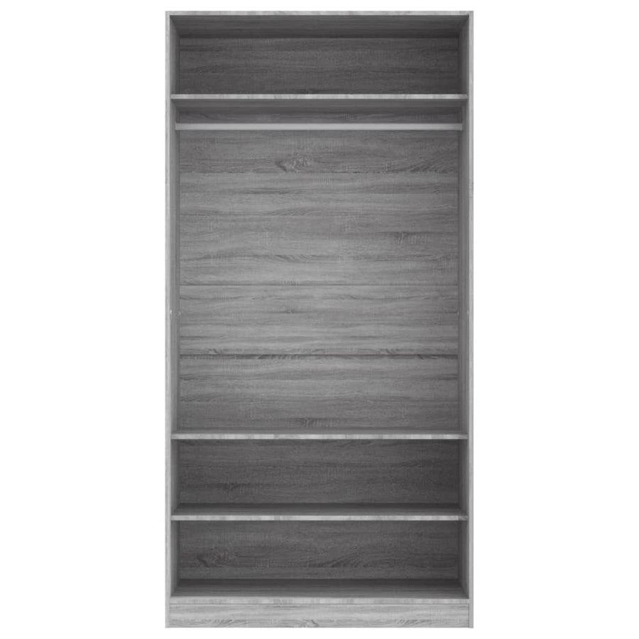 Kledingkast Bewerkt Hout Eikenkleur Grijs Sonoma 3 schappen 100 x 50 x 200 cm