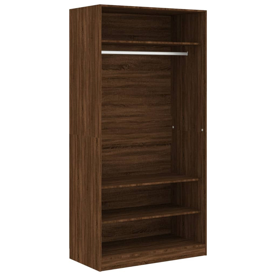 Kledingkast Bewerkt Hout Bruin Eikenkleur Bruineiken 3 schappen 100 x 50 x 200 cm