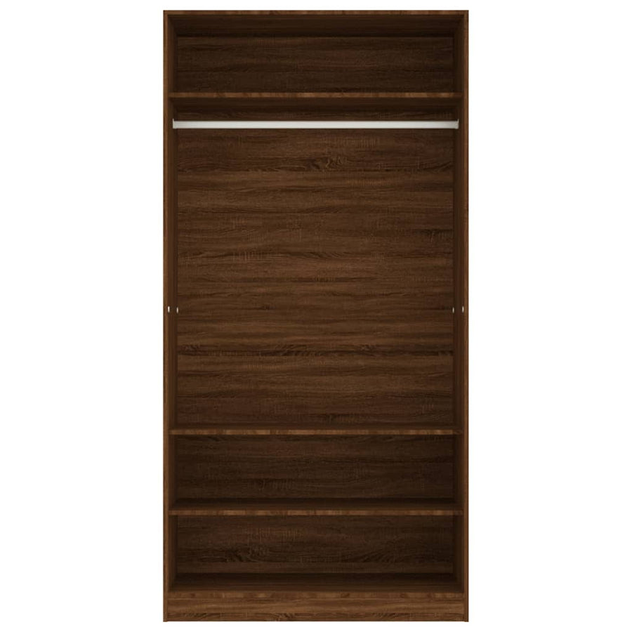 Kledingkast Bewerkt Hout Bruin Eikenkleur Bruineiken 3 schappen 100 x 50 x 200 cm