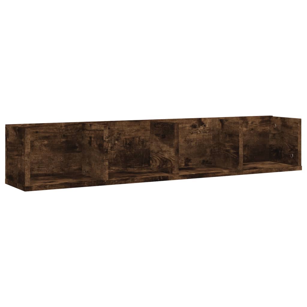 CD-wandschap 100x18x18 cm bewerkt hout gerookt eikenkleurig Gerookt eiken