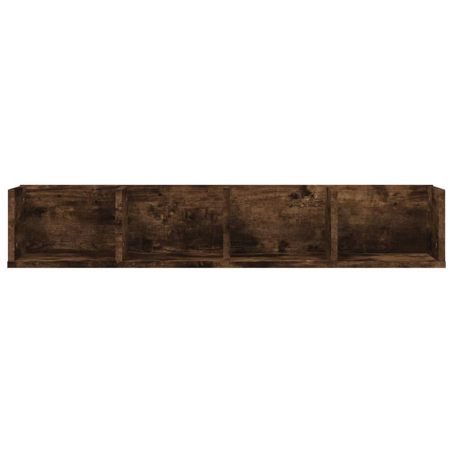 CD-wandschap 100x18x18 cm bewerkt hout gerookt eikenkleurig Gerookt eiken