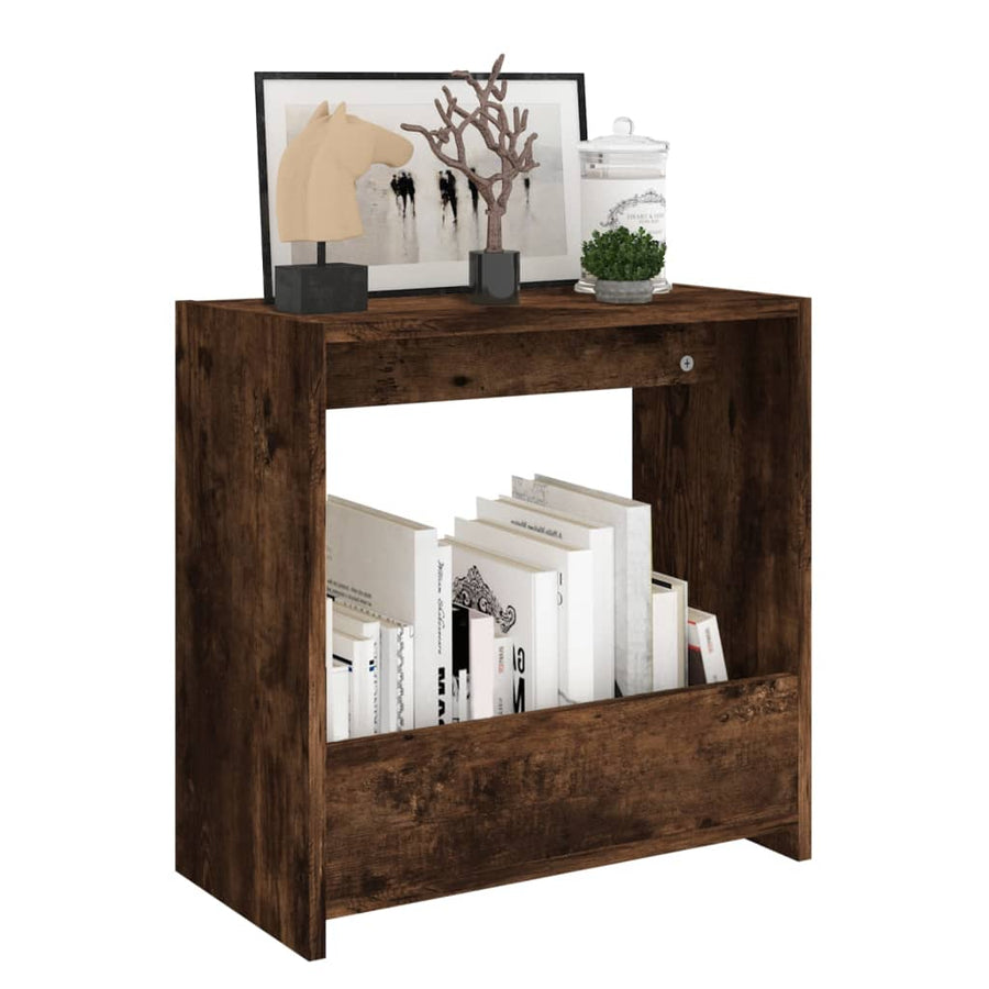 Bijzettafel 50X26X50 Cm Bewerkt Hout Kleurig Gerookt eiken