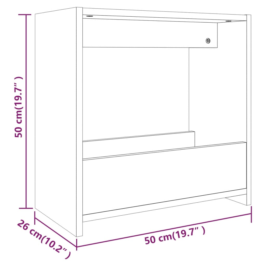 Bijzettafel 50X26X50 Cm Bewerkt Hout Kleurig Gerookt eiken