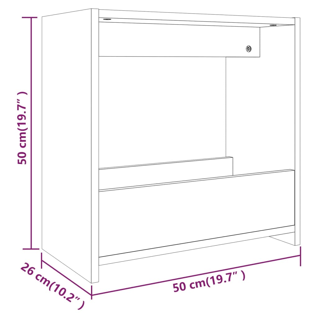 Bijzettafel 50X26X50 Cm Bewerkt Hout Eikenkleurig Grijs sonoma