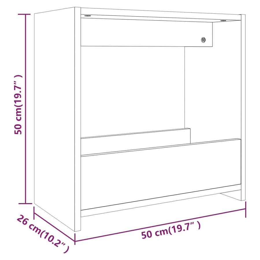 Bijzettafel 50X26X50 Cm Bewerkt Hout Eikenkleurig Grijs sonoma