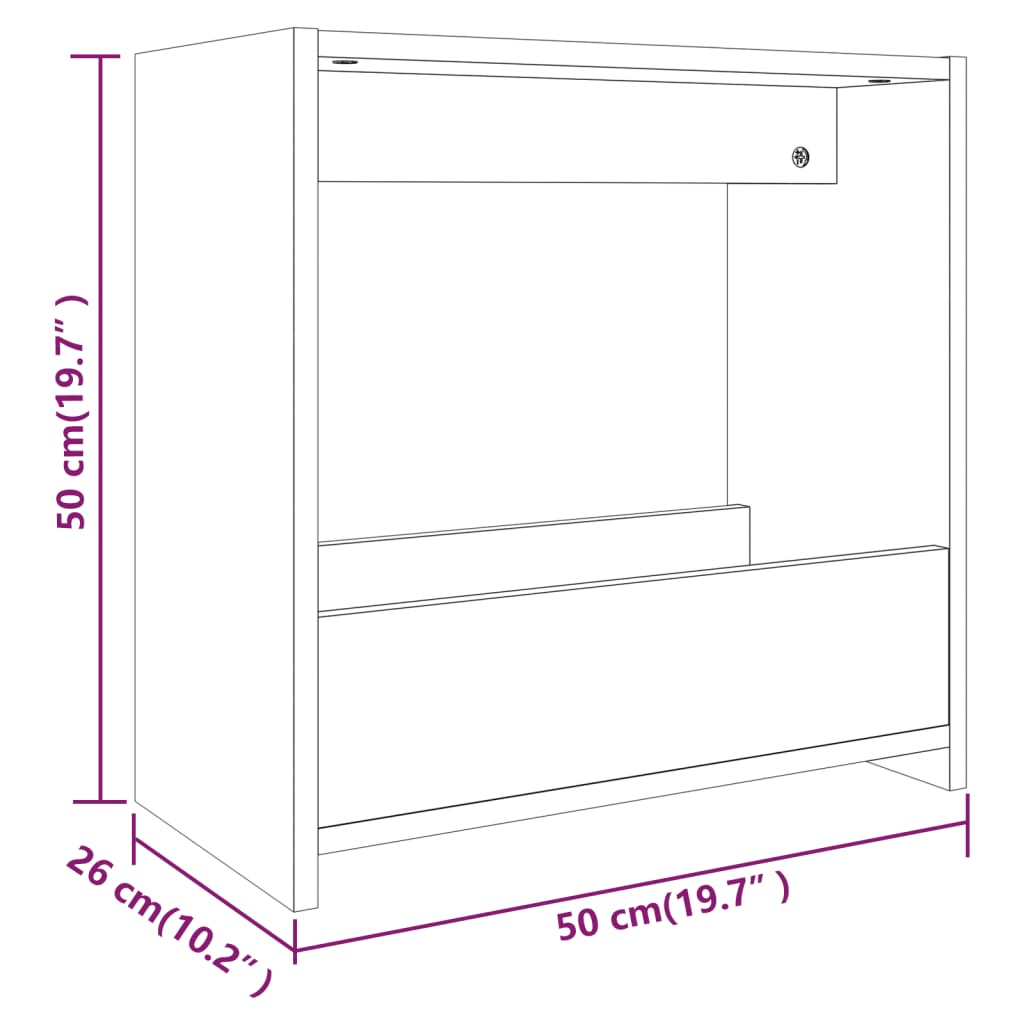 Bijzettafel 50X26X50 Cm Bewerkt Hout Bruin Eikenkleur Bruineiken