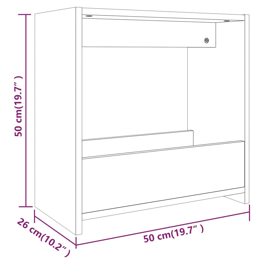 Bijzettafel 50X26X50 Cm Bewerkt Hout Bruin Eikenkleur Bruineiken