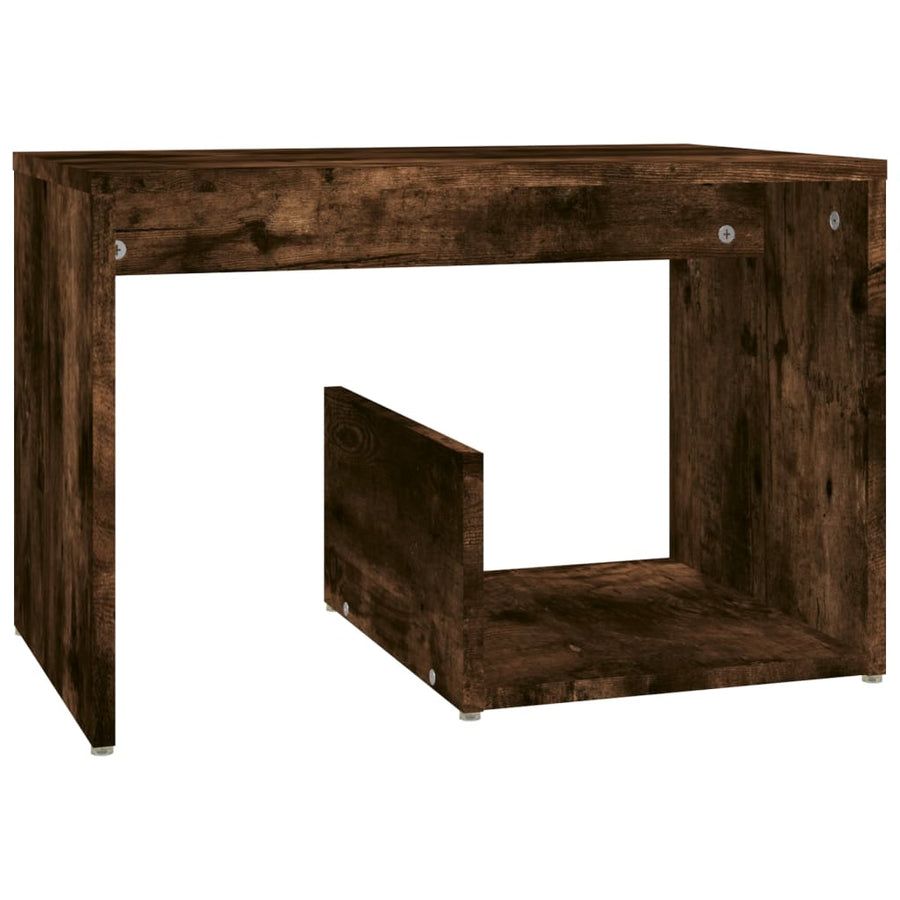 Bijzettafel 59X36X38 Cm Bewerkt Hout Kleurig Gerookt eiken