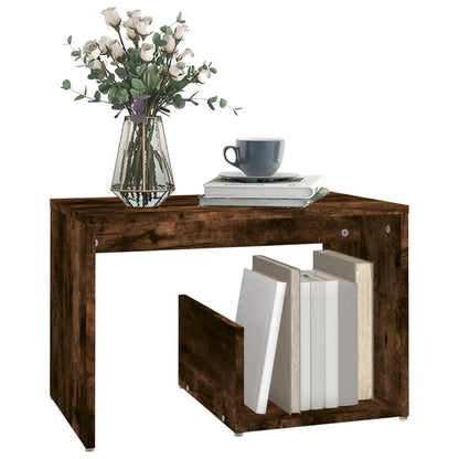 Bijzettafel 59X36X38 Cm Bewerkt Hout Kleurig Gerookt eiken