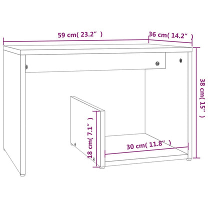 Bijzettafel 59X36X38 Cm Bewerkt Hout Kleurig Gerookt eiken